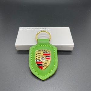 PORSCHE Leather KeyFob Keyring Keychain in GT3 GREEN NEW